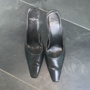 Leather mules.3 1/2” heel